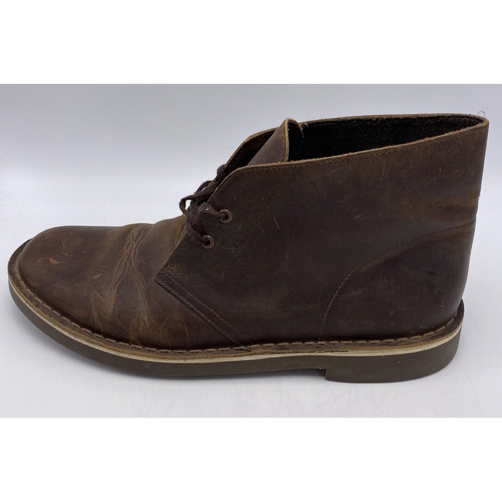 Clarks Chukka Boot Mens 9.5 M Brown Leather Desert Shoes Lace Up Casual